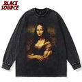 T380 Funny Mona Lisa Fitness T-shirt Muscles Gym Casual Graphic Short Sleeve T-shirts Unisex Fashion Casual Oversized T Shirt